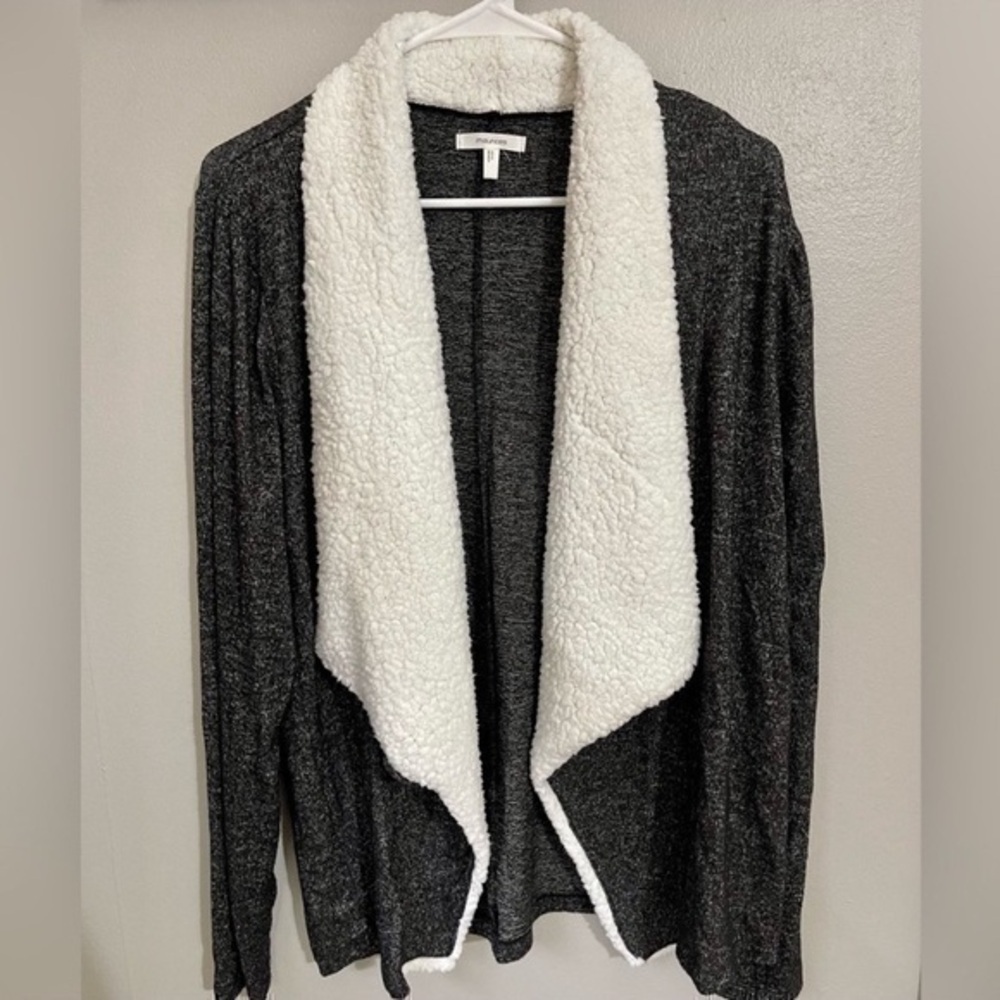Maurice’s Sherpa Collar Marled Gray Open Front Cardigan​